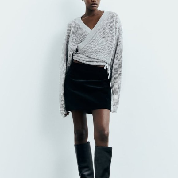 ZARA KNIT WRAP CARDIGAN WITH METALLIC THREAD - Picture 1 of 6